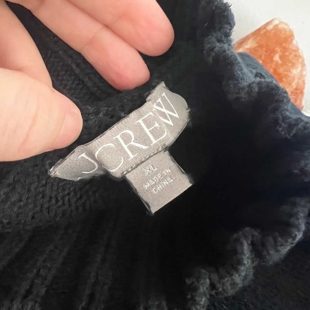 J. Crew Cotton turtleneck sweater Black Size Large
